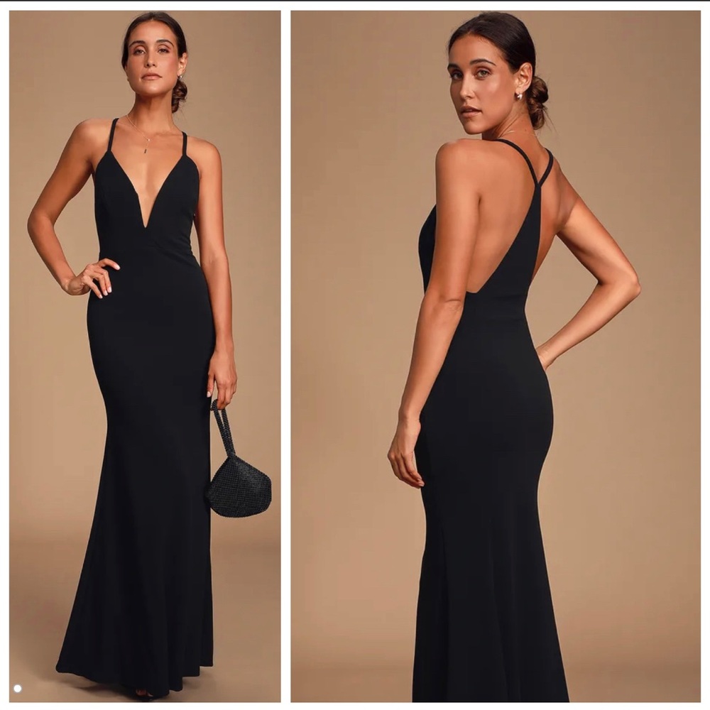 Lulu’s Amelia Black Sleeveless Maxi Dress-Large
